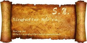 Singhoffer Nóra névjegykártya